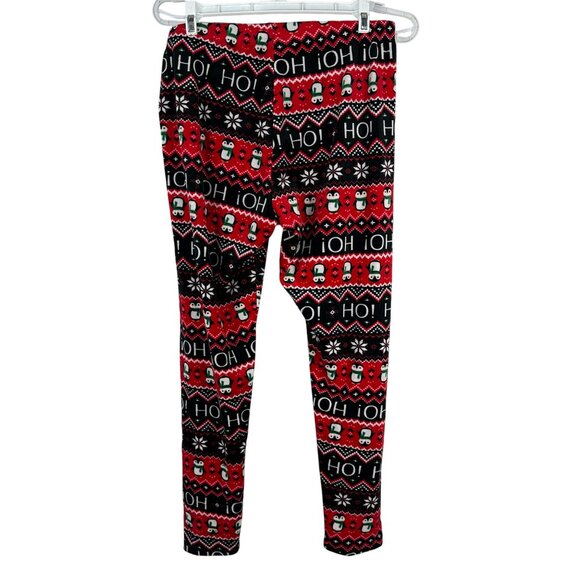 No Boundaries XL Red Black Penguin Ho Ho Ho Pattern Christmas Leggings - Picture 2 of 5